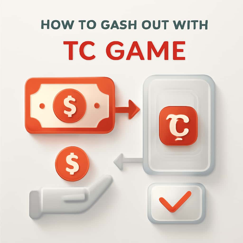 Illustration explaining cash-out steps for TC Game.