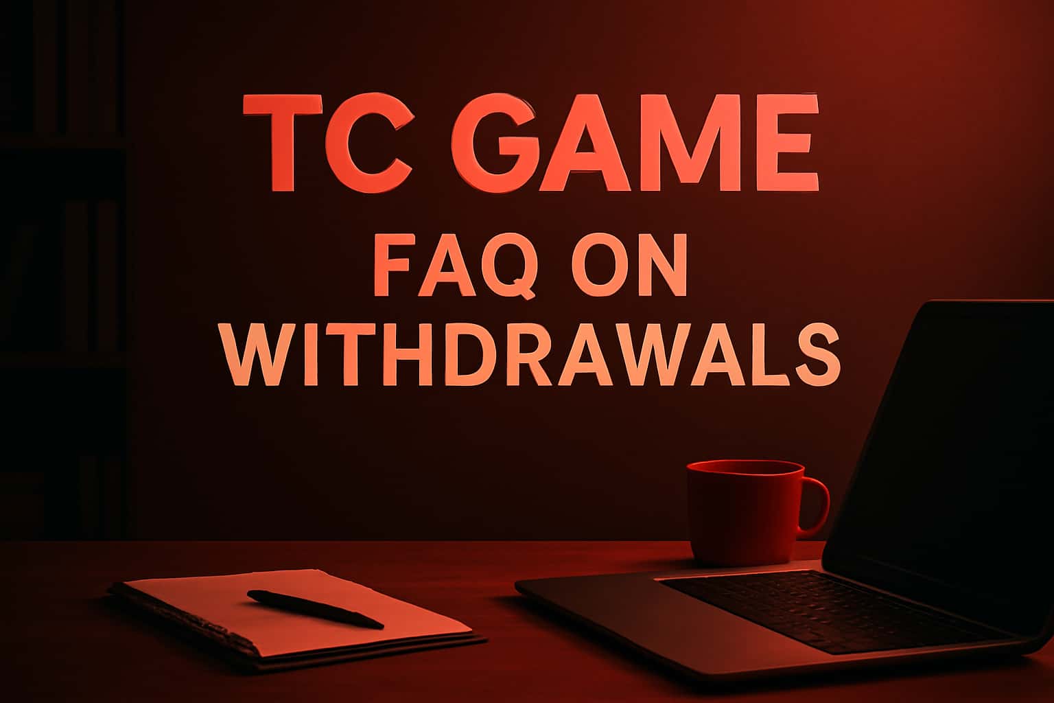 A professional depiction of the TC Game FAQ on Withdrawals with a tech-inspired design.