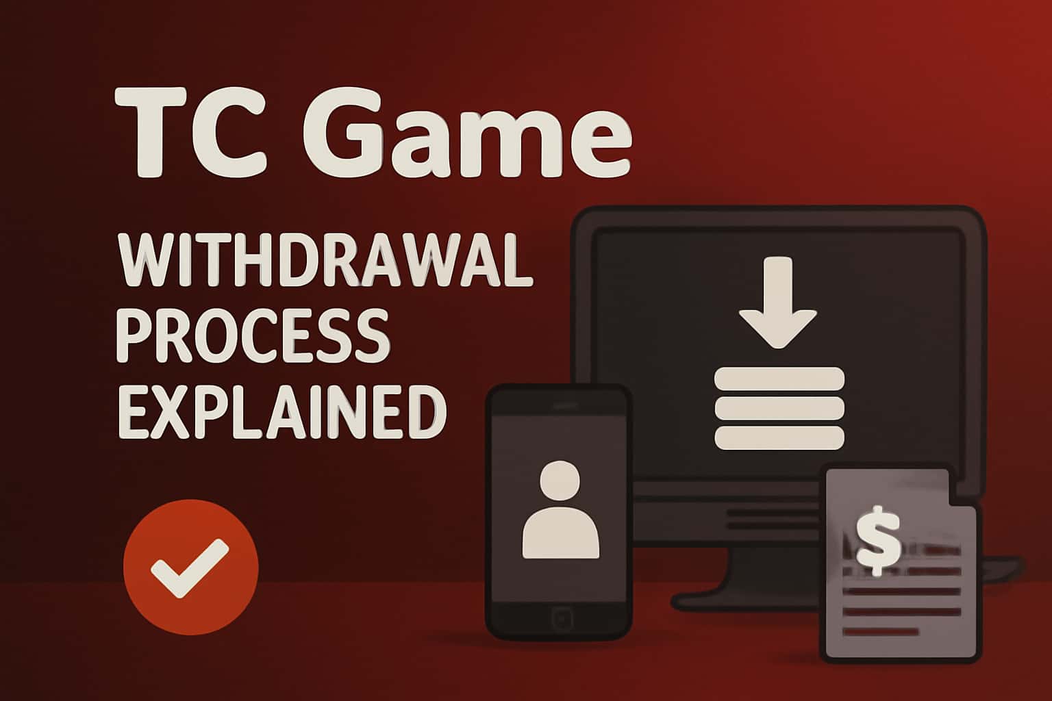An informative scene illustrating the TC Game Withdrawal Process with a modern design.