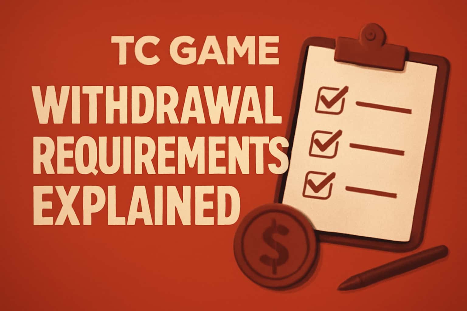 A professional and informative image illustrating TC Game Withdrawal Requirements.