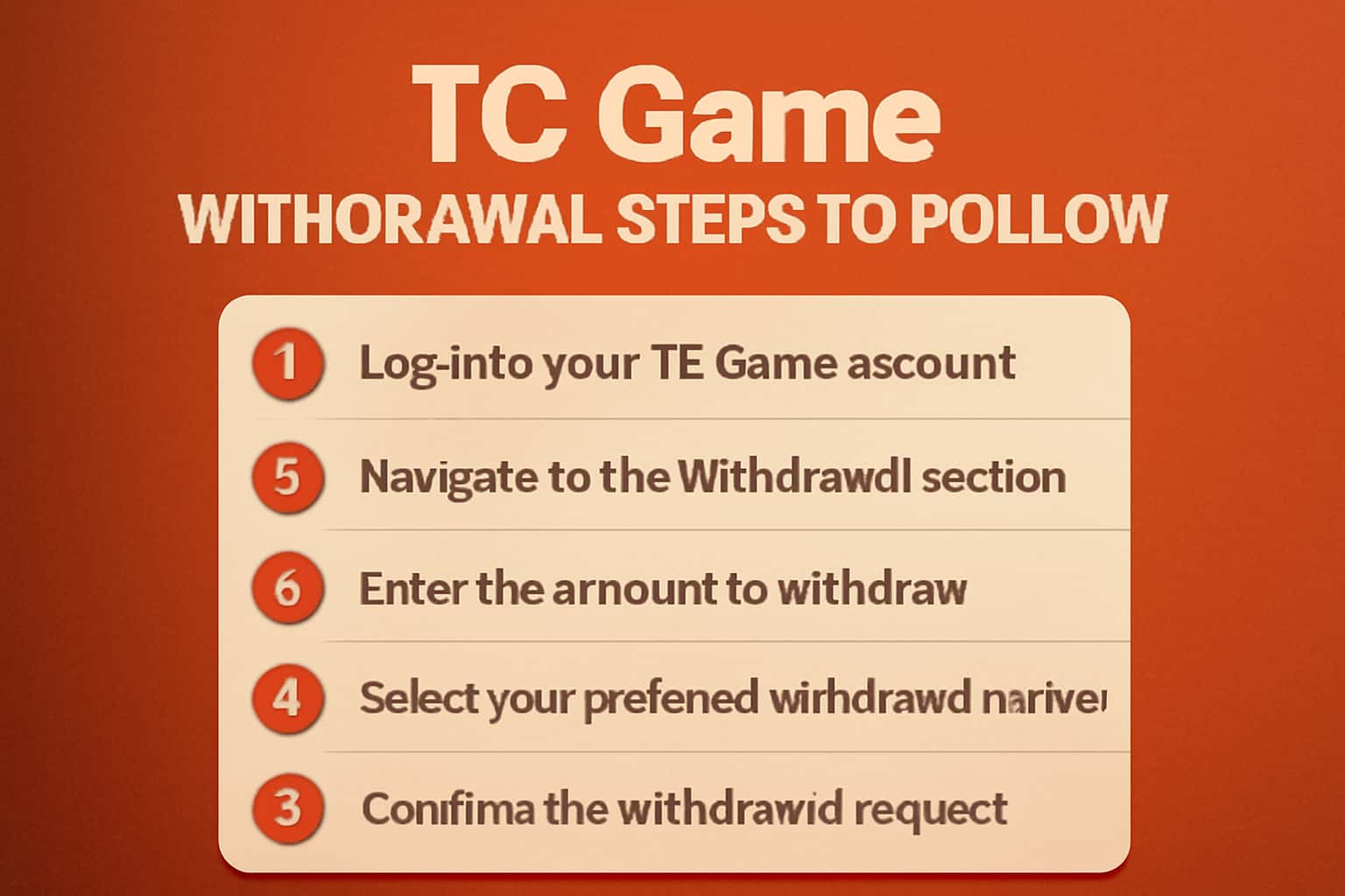 An informative visual representation of the TC Game withdrawal process.