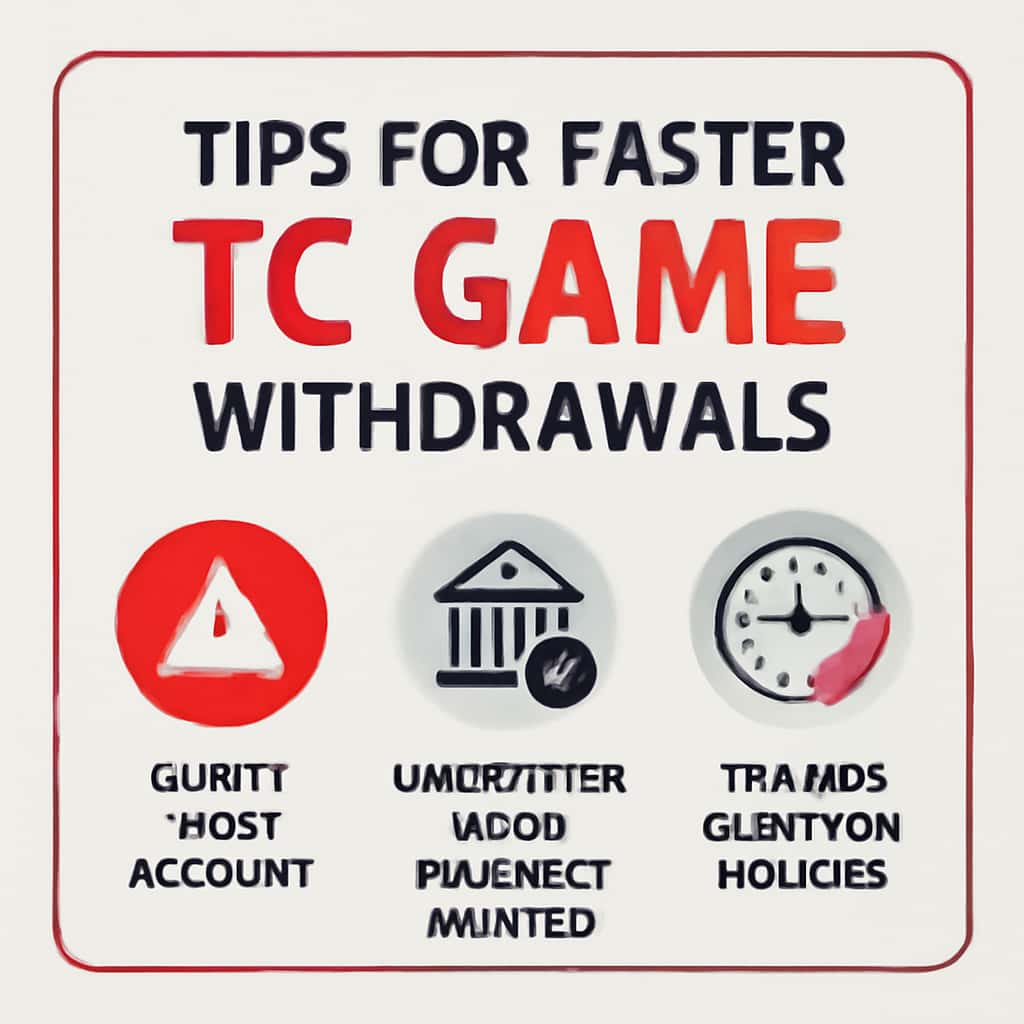An educational diagram illustrating key tips for faster TC Game withdrawals.