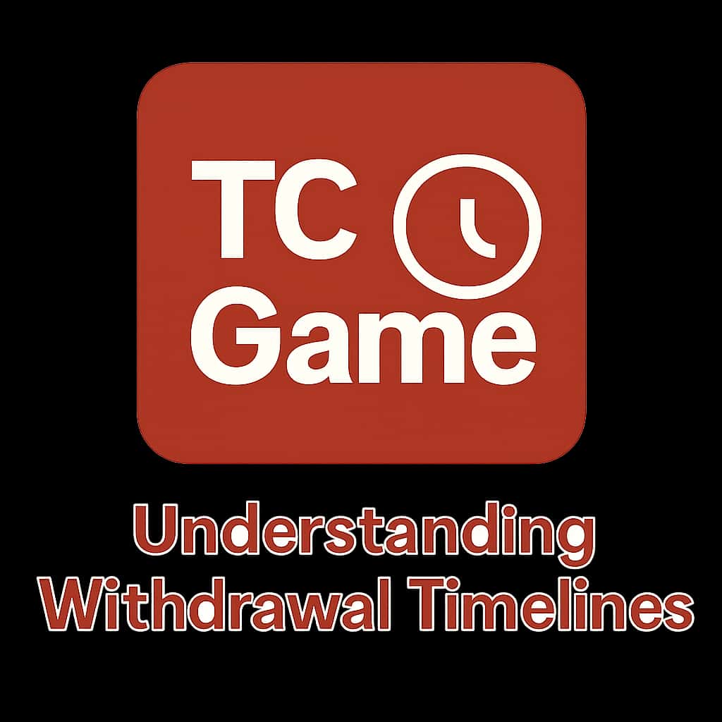 A professional badge icon illustrating TC Game withdrawal timelines.